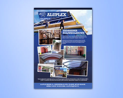Projekty graficzne dla firmy montażowej – Aluplex