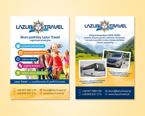 Projekt ulotki dla biura podróży – Lazur Travel