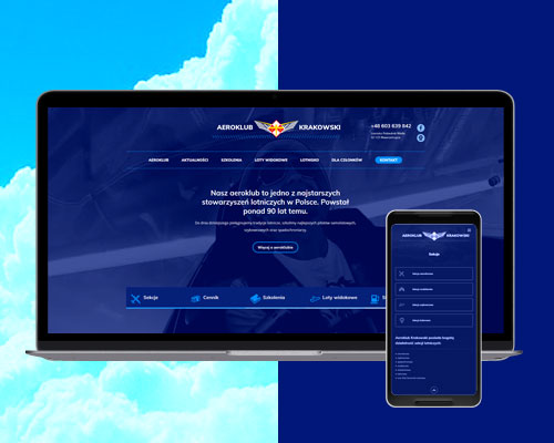 Strona internetowa dla aeroklubu –  Aeroklub Krakowski