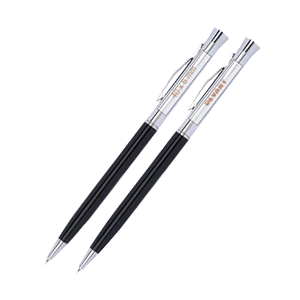 Długopis metalowy z czarno-srebrnym korpusem