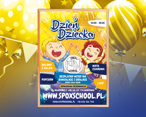 Plakat eventu z okazji Dnia Dziecka – Spox School