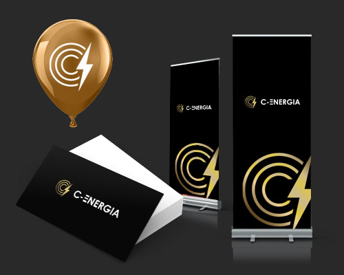 Czarno-złote logo dla marki fotowoltaika / pompy ciepła – C-Energia