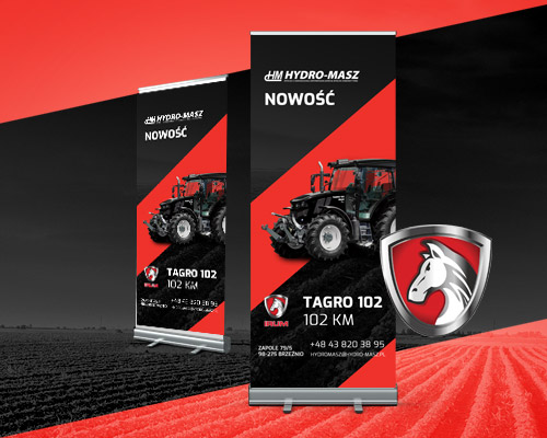 Grafika rollup reklamowy na targi – maszyny rolnicze Hydro-Masz