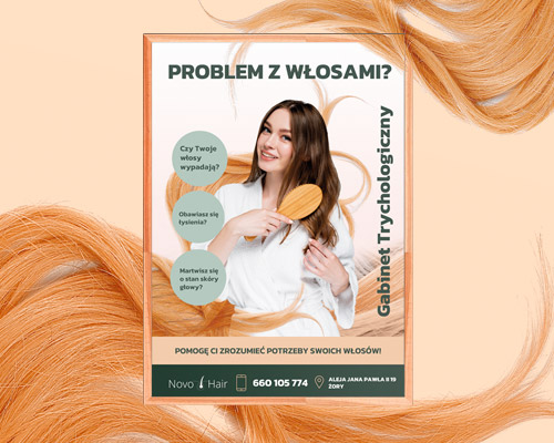 Plakaty reklamowe pielęgnacja włosów – Gabinet Trychologiczny Novo Hair