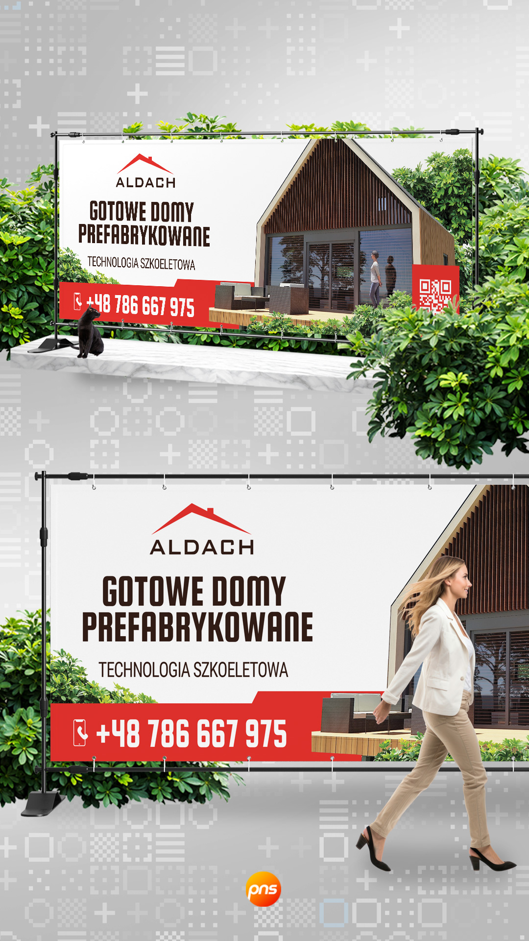 Banery Reklamowe Dla Firm Drewniane Domy Aldach Domy Prefabrykowane Projekt Grafika Pns