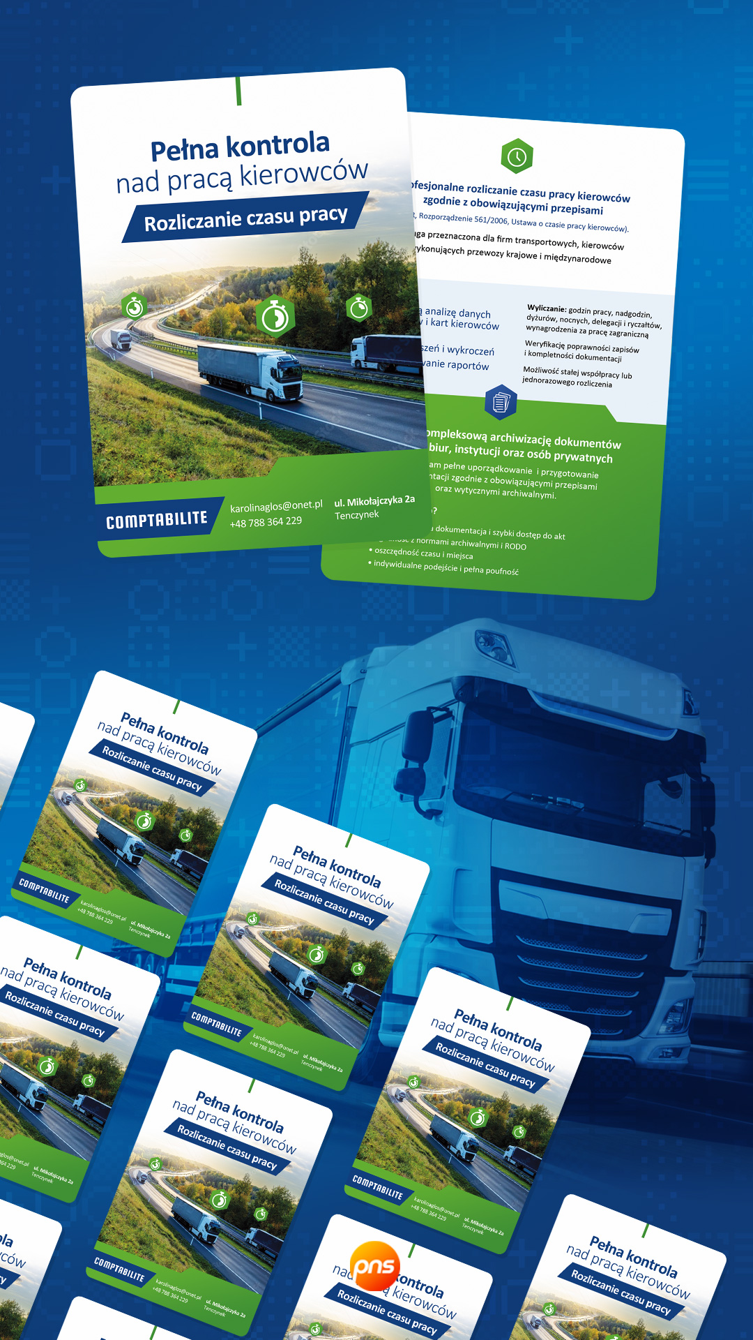Projekt Graficzny Ulotki Czas Pracy Kierowcow Logistyka Comptabilite Pns